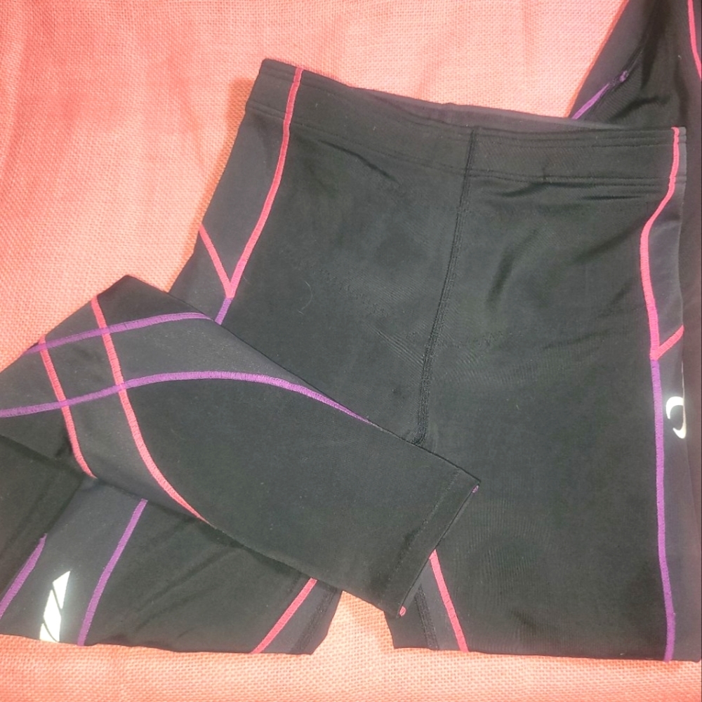 CW-X Striped Pink Purple Black Leggings